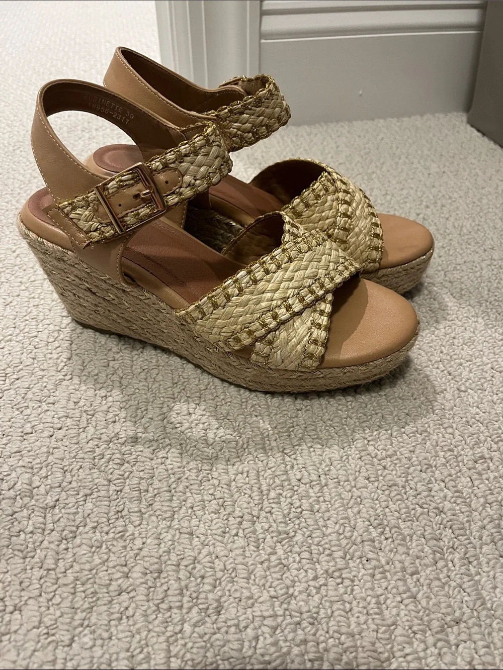 Woven Espadrille Wedge Sandals - Neutral Tan